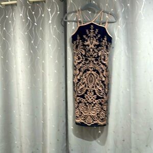 Navy Blue and Rose Gold Knee Dress